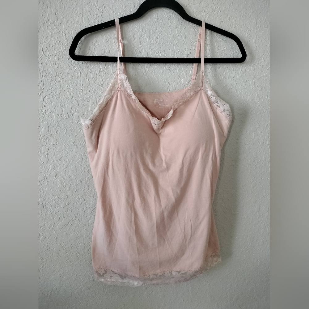 Women's Peach Lace Trim Cami Top